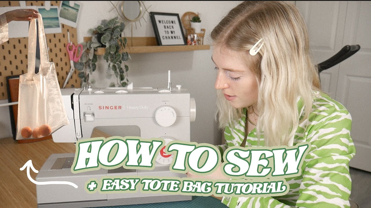 How to Sew for Beginners // How to use a Sewing Machine // Sew an Easy Tote Bag // SEW WITH ME