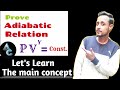 P-V, V-T, P-T relationships in adiabatic process | pv gama = constant proof | Thermodynamics