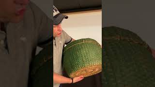 Large, Green, Late 19th Century, Antique American Feather Basket