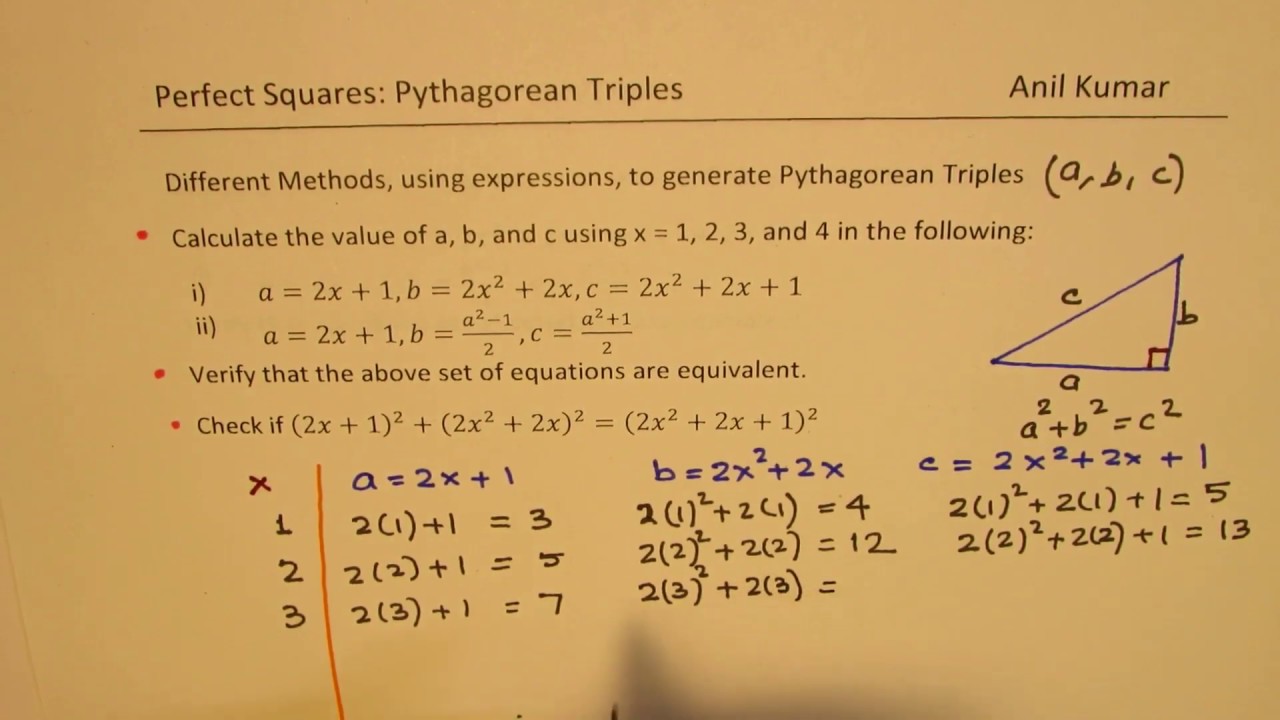 Pythagorean Triples Formula