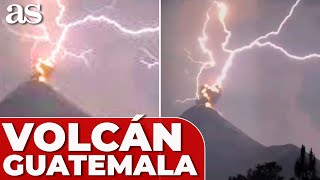 RAYO IMPACTA EN VOLCÁN en ERUPCIÓN | Volcán fuego Guatemala