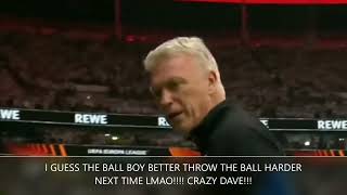 DAVID MOYES SHOCK AND AWE GOING POSTAL ON A BALL BOY