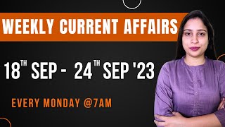 Weekly Current Affairs 2023 | September 2023 Week 4 | Current Affairs #Parcham