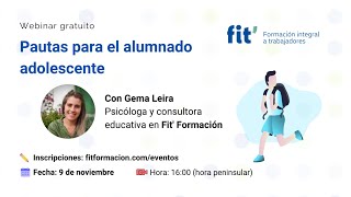 Webinar gratuito: Pautas para el alumnado adolescente