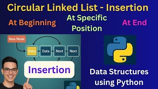 9. Circular Linked List Insertion| At Beginning, End & Specific Position| Implementation in Python |