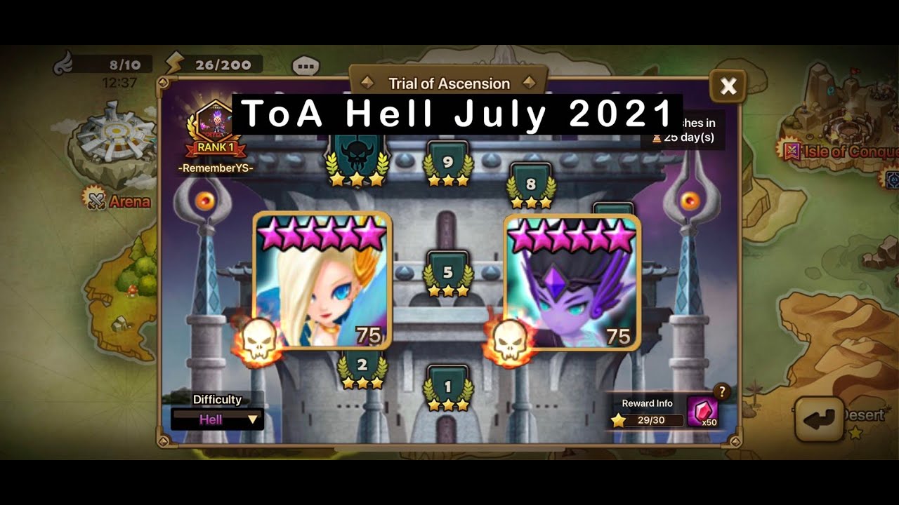 ToA Hell Floor 1(Laima) & 2(Aschubel) July 2021 | Summoners War - YouTube