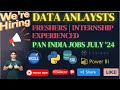 Data Analyst Jobs | Data Analyst jobs for freshers in 2024 | Data Analyst jobs in India | WFH Jobs