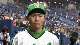 【プロ野球パ】決勝の押し出し四球を選んだ中村晃のヒーローインタビュー 2015/05/01 Bs-H