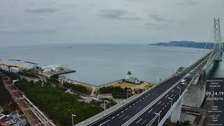 🔴明石海峡大橋ライブカメラ 2022/2/14 am Akashi Kaikyo Bridge LIVE Archive The world's longest suspension bridge