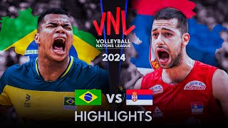 🇧🇷 BRAZIL vs SERBIA 🇷🇸 | Highlights | Men's VNL 2024