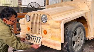 Let's See: 70-Year-Old Carpenter Builds Wooden Electric Car Modeled After Jeep and Mercedes G63 AMG