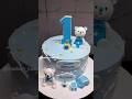 Blue Theme Teddy Bear Cake Decorating Ideas | 1st birthday cake for boy | #shorts #youtubeshorts