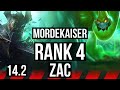 MORDEKAISER vs ZAC (TOP) | Rank 1 Morde, Rank 4, 4/1/4 | KR Challenger | 14.2