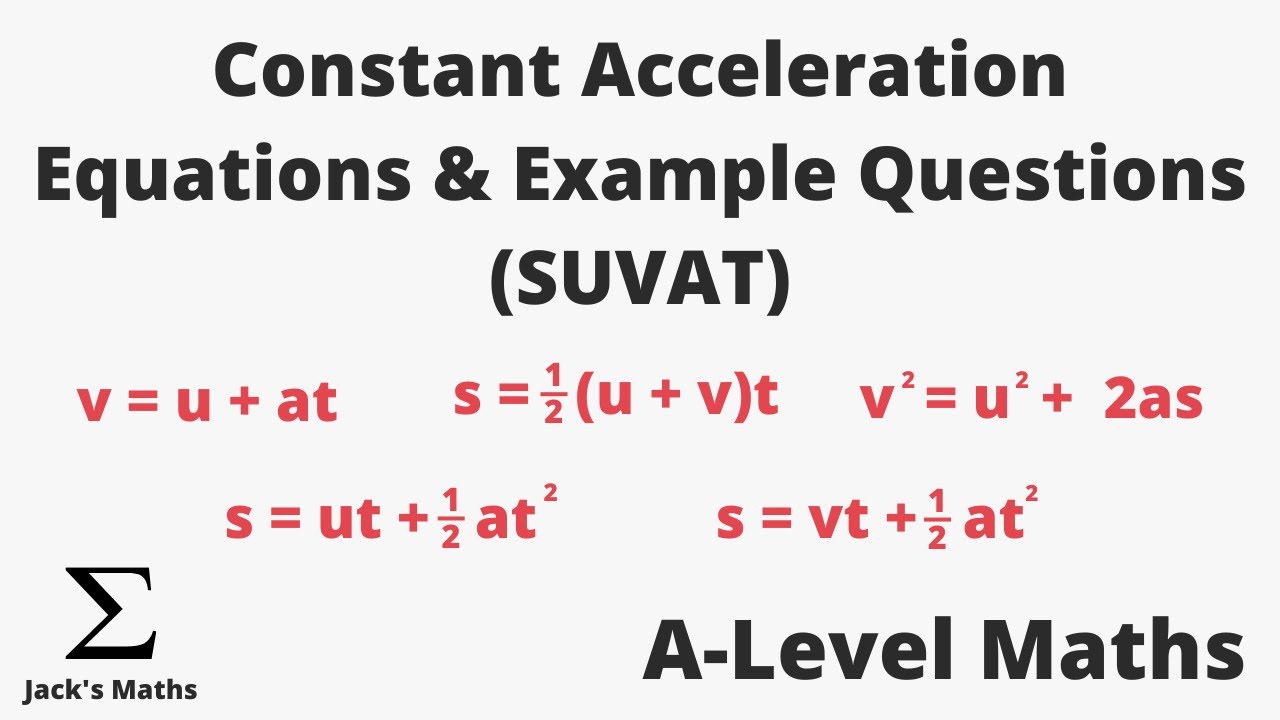 Constant Acceleration Equations (SUVATs With Exam Questions) | A-Level ...