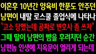 (실화사연) 이혼 후 10년 간 양육비 한푼 안준 남편이 딸 로스쿨 졸업식에 나타나 “고소 당했는데 공짜로 변호사 좀 쓰자” 딸이 남편 뺨을 후려치자 남편 인생에 지옥문이 열리는데