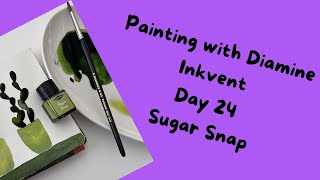 Diamine Inkvent day 24 painting with Sugar Snap ink