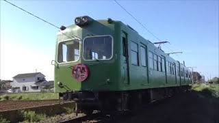 銚子電鉄・犬吠駅踏切・車両の通過