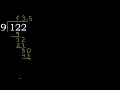 divide 122 by 9 decimal result . division with 1 digit divisors . how to do