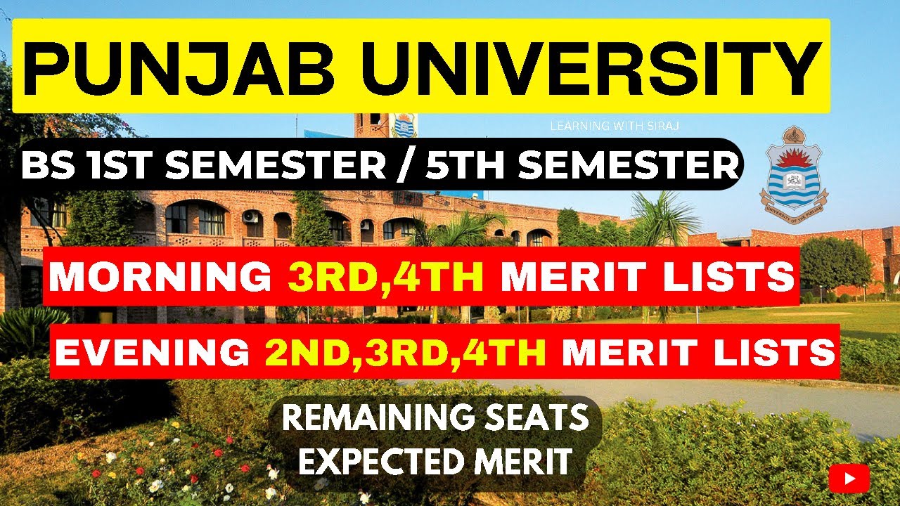 Punjab University Third Merit List 2022 | BS 1st & BS 5th Semester | PU ...