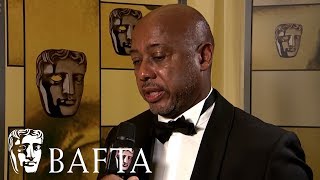 I Am Not Your Negro Director Raoul Peck talks backstage at the BAFTA's on his Documentary win