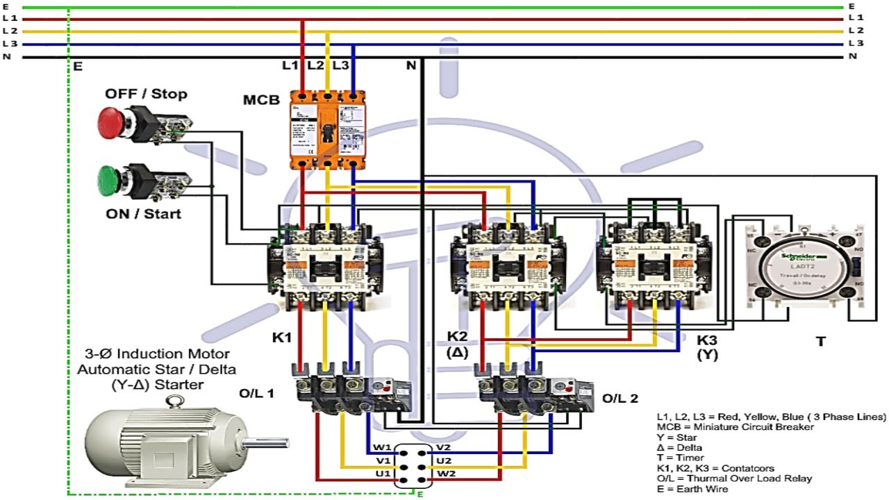 Star Delta Wiring Diagram | Star Delta Connection | Star Delta Starter ...