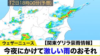 【関東ゲリラ豪雨情報】今夜にかけて激しい雨のおそれ