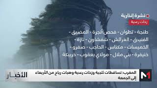 نشرة إنذارية .. تساقطات ثلجية وزخات رعدية وهبات رياح  بعدد من أقاليم المملكة