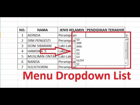 Cara Membuat Menu Dropdown List Di Excel - YouTube