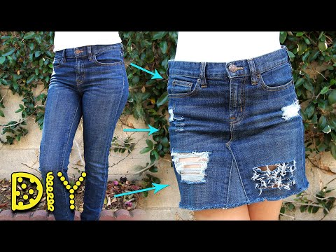 DIY Distressed Denim Skirt from JEANS - NO SEW || Lucykiins DIY Distressed Denim Skirt from JEANS - NO SEW || Lucykiins