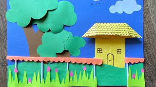 Paper House Collage |House And Trees Craft | DIY Paper House