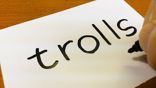 How to draw TROLLS using how to turn words into a cartoon - doodle art on paper