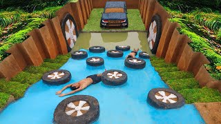 How To Build Underground Tunnel Water Slide Park Into Swimming Pool Car