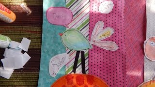 Joseys Art School Episode #42 Art Camp Fun Craft Bird on a Hill Project Art Instruction Mixed Media