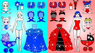 Vestir Muñecas De Papel | Ladybug And Elsa Mother And Daughter Dress Up | Woa Doll En Spanish