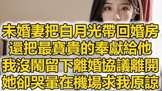 未婚妻把白月光帶回婚房，還把最寶貴的奉獻給他，我沒鬧留下離婚協議離開，她卻哭暈在機場求我原諒