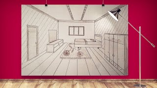 طريقة رسم منظور غرفة