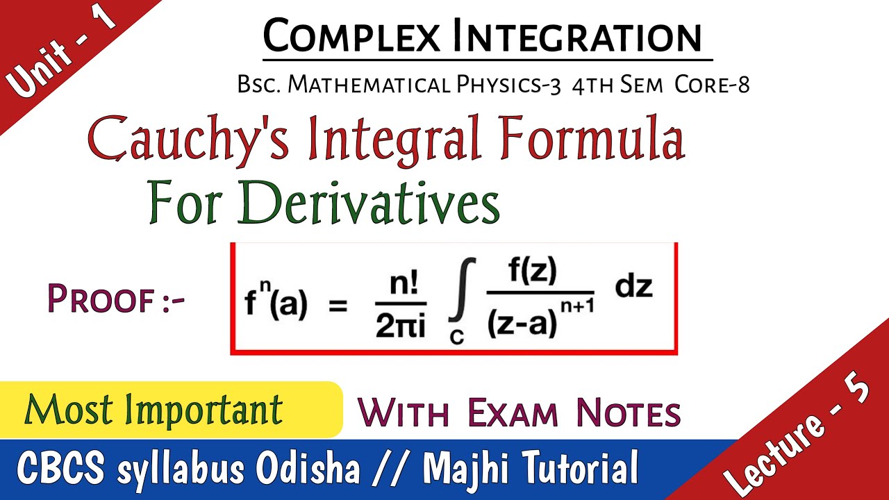 Cauchy's Integral Formula For Derivatives With Proof Bsc Mathematical ...