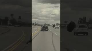 Dashcam video shows car flip mid-air on freeway