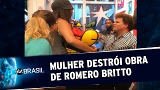 EUA: mulher destrói obra de Romero Britto avaliada em 26 mil reais | SBT Brasil (14/08/20)