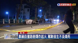 自撞路樹起火燒 駕駛逃生不及燒死－民視新聞