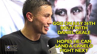 Gennady Golovkin focused on his strengths & not Geale's. Hopeful Canelo Alvarez bout next.