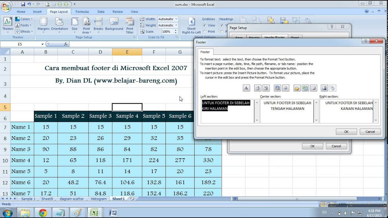 Cara Membuat Footer Di Microsoft Excel 2007 Youtube