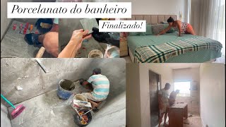 Finalizamos o chão do banheiro ficou lindo diário de obras