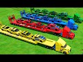 ALL POLICE CARS OF COLORS ! TRANSPORTING COLORED POLICE CARS with TRUCKS ! Farming Simulator 22