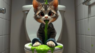 Kitten Vomits Violently🤮 After Eating Ice Cream🍦#cat #cute #ai #catvideos #horror #sadstory