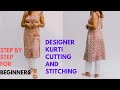 Designer Kurti Cutting and Stitching/ Trendy Kurti Design 2021/ How to Stitch Designer Kurti at Home