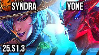 SYNDRA vs YONE (MID) | 7 solo kills, 12/3/7, Godlike, 42k DMG | KR Grandmaster | 25.S1.3