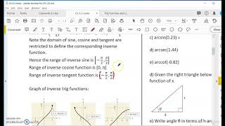 OpenStax  Precalculus Ch 6.3 Inverse Trig functions