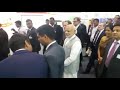 prime minister narendra modi at uflex pavillion during make in india week