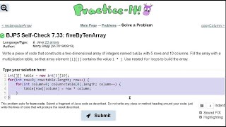 Java Practice It | Self-Check 7.33: fiveByTenArray | arrays, 2D arrays, array basics